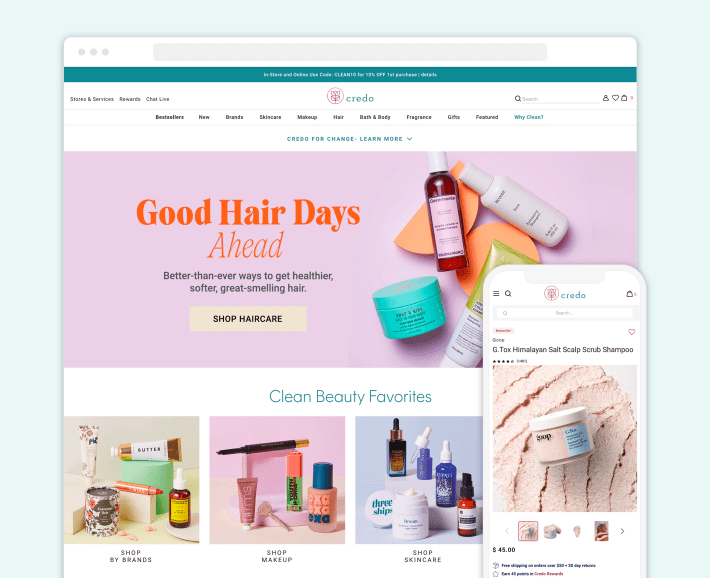 Credo Shopify beauty eCommerce store, illustration for 30 Best Beauty Shopify Stores blog article
