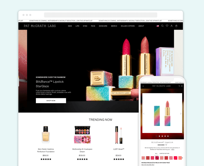 Pat McGrath Shopify Plus beauty eCommerce store, illustration for 30 Best Beauty Shopify Stores blog article