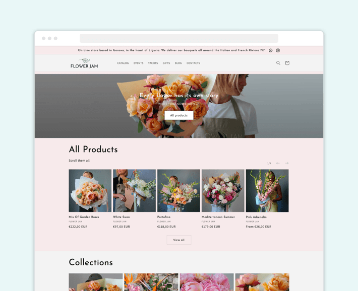 Flower Jam, Italian Floristic Brand, Screenshot for Blog Article - Shopify POS System