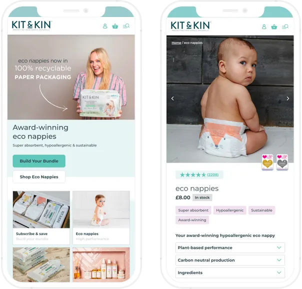 Kit and Kins mobile version of the Shopify store, Screenshot for Blog Article - 10 reasons to migrate to Shopify Kit and Kins mobile version of the Shopify store, Screenshot for Blog Article - 10 reasons to migrate to Shopify