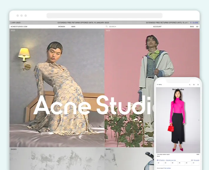 Acne Studios online store, Screenshot for Blog Article - Best Nordic Minimalistic eCommerce Stores