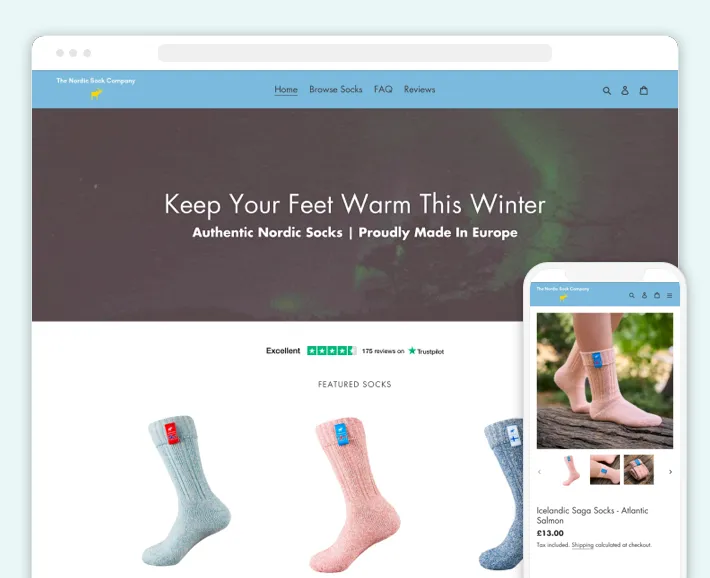 The Nordic Sock Company online store, Screenshot for Blog Article - Best Nordic Minimalistic eCommerce Stores