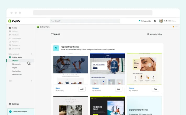 Adding a free Shopify theme, Screenshot for Blog Article - Best Shopify Theme
