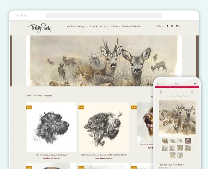 Siurha Art eCommerce store, Screenshot for Blog Article - Best Shopify Theme