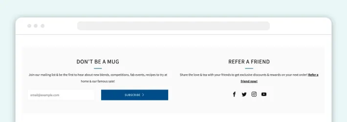 CTAs on the About Us page of Bird & Blend Tea Co, Screenshot for Blog Article - Create an About Us Page on Shopify CTAs on the About Us page of Bird & Blend Tea Co, Screenshot for Blog Article - Create an About Us Page on Shopify