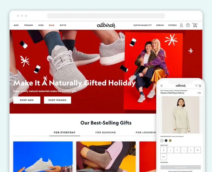 Allbirds online store, Screenshot for Blog Article - DTC Brands on Shopify