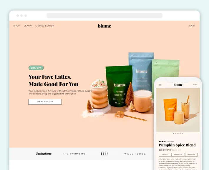 Blume online store, Screenshot for Blog Article - DTC Brands on Shopify