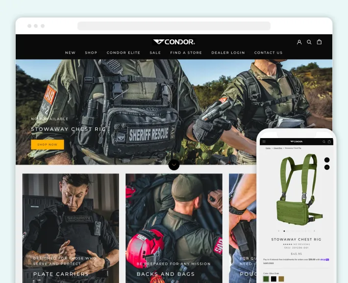 Condor online store, Screenshot for Blog Article - DTC Brands on Shopify