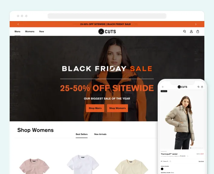 Cuts Clothing online store, Screenshot for Blog Article - DTC Brands on Shopify