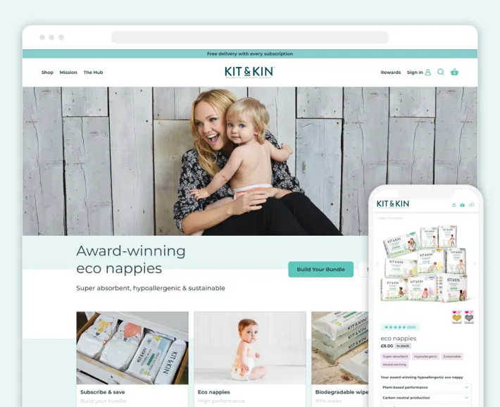 Kit and Kin online store, Screenshot for Blog Article - DTC Brands on Shopify