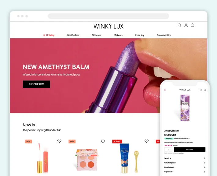 Winky Lux online store, Screenshot for Blog Article - How to Find and Hire Shopify Developers Winky Lux online store, Screenshot for Blog Article - How to Find and Hire Shopify Developers