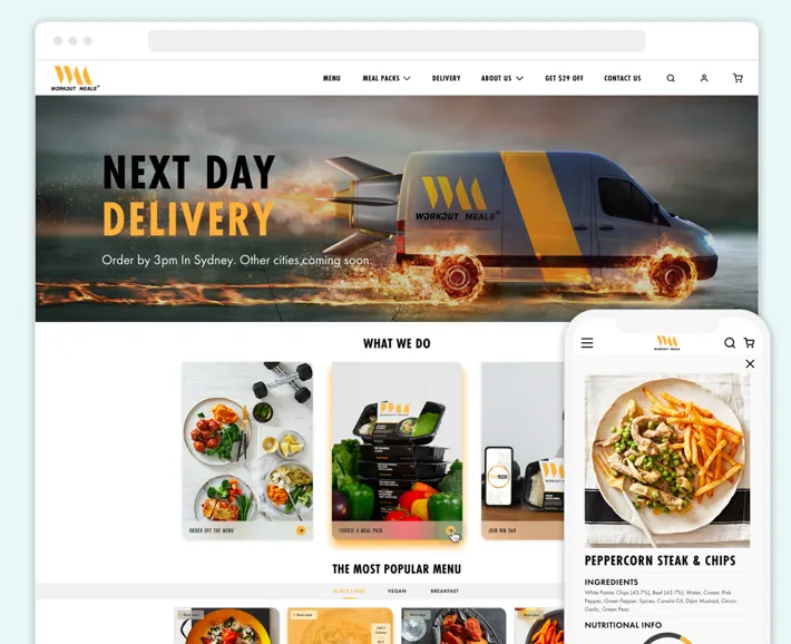 Workout Meals' website developed by GenovaWebArt, Screenshot for Blog Article - How to Find and Hire Shopify Developers Workout Meals' website developed by GenovaWebArt, Screenshot for Blog Article - How to Find and Hire Shopify Developers