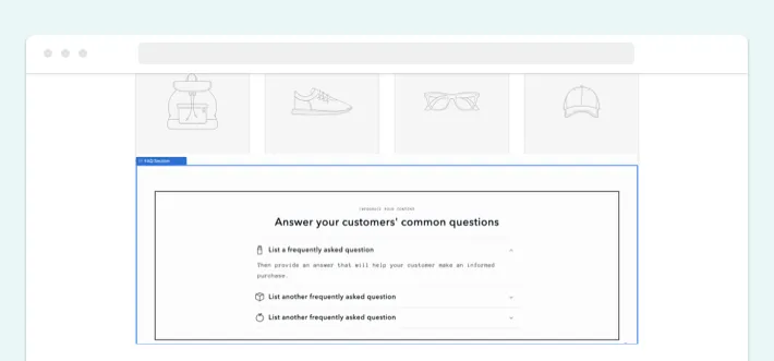 FAQ Section, Illustration for Blog Article - How to Organize Home Page on Shopify