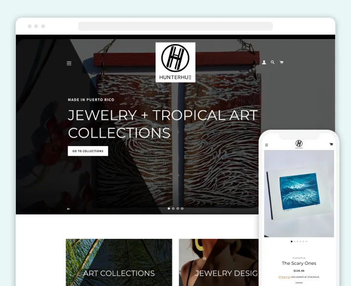 Hunterhue online store, Screenshot for Blog Article - How to Organize Home Page on Shopify