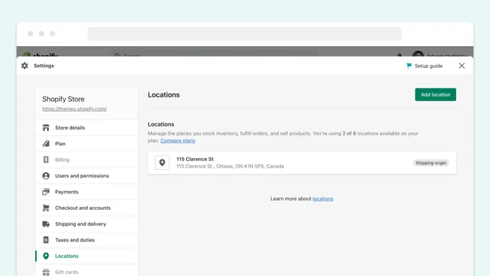 Add Shipping Locations, Screenshot for Blog Article - How to Set Up Shipping on Shopify