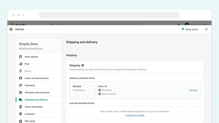 Create Shipping Profiles, Screenshot for Blog Article - How to Set Up Shipping on Shopify