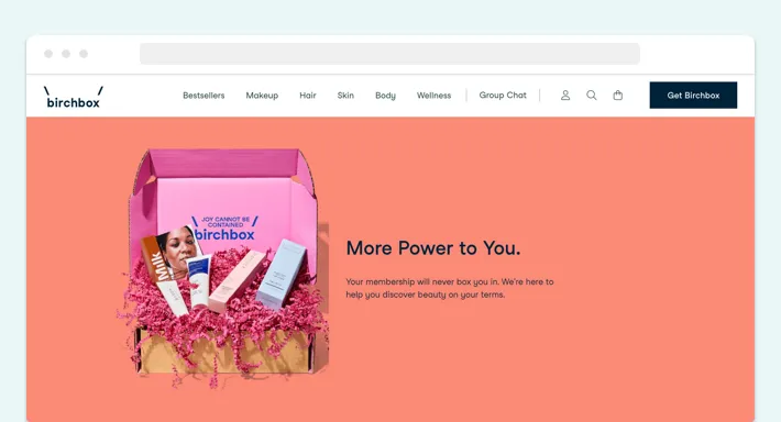 Birchbox beauty store, an example of the curation subscription model, Screenshot for Blog Article - How to Start a Subscription Box on Shopify