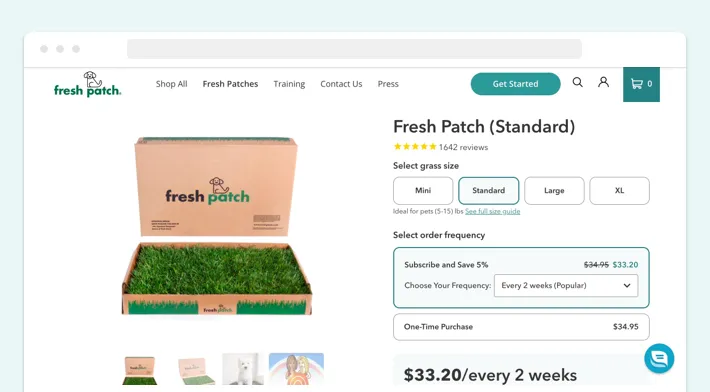 Fresh Patch store, an example of the replenishment subscription model, Screenshot for Blog Article - How to Start a Subscription Box on Shopify