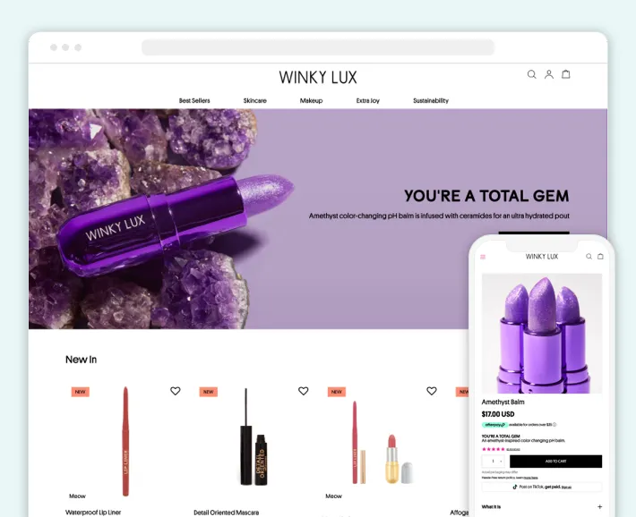 The Winky Lux online store on Shopify Plus by GenovaWebArt, Screenshot for Blog Article - Magento vs Shopify The Winky Lux online store on Shopify Plus by GenovaWebArt, Screenshot for Blog Article - Magento vs Shopify