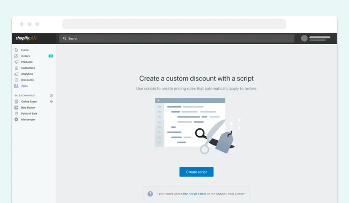 Script editor allows for creating custom discounts, Screenshot for Blog Article - Shopify Apps Explained