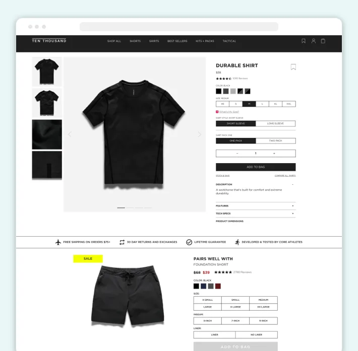 The Ten Thousand store, designed by GenovaWebArt, using the bundle function to pair products, Screenshot for Blog Article - Shopify email notifications The Ten Thousand store, designed by GenovaWebArt, using the bundle function to pair products, Screenshot for Blog Article - Shopify email notifications