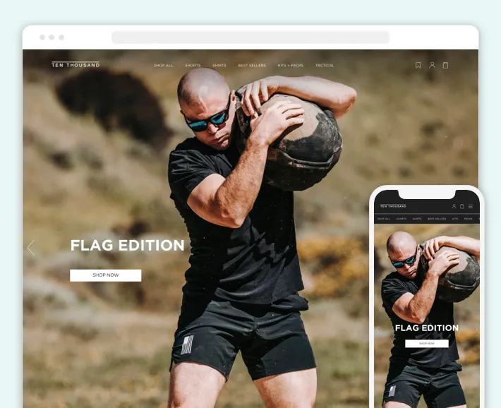 A Shopify Plus store, Ten Thousand, designed and developed by the GenovaWebArt team, Screenshot for Blog Article - Shopify or Squarespace A Shopify Plus store, Ten Thousand, designed and developed by the GenovaWebArt team, Screenshot for Blog Article - Shopify or Squarespace