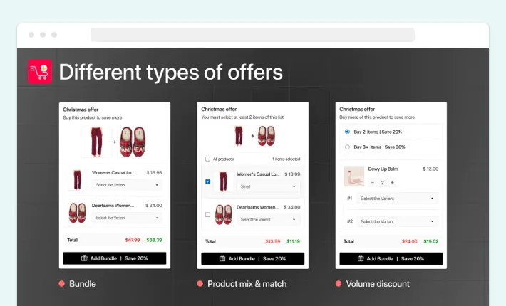 Different types of bundle offers enabled by the Fast Bundle | Product Bundles app, Screenshot for Blog Article - Shopify Product Bundles