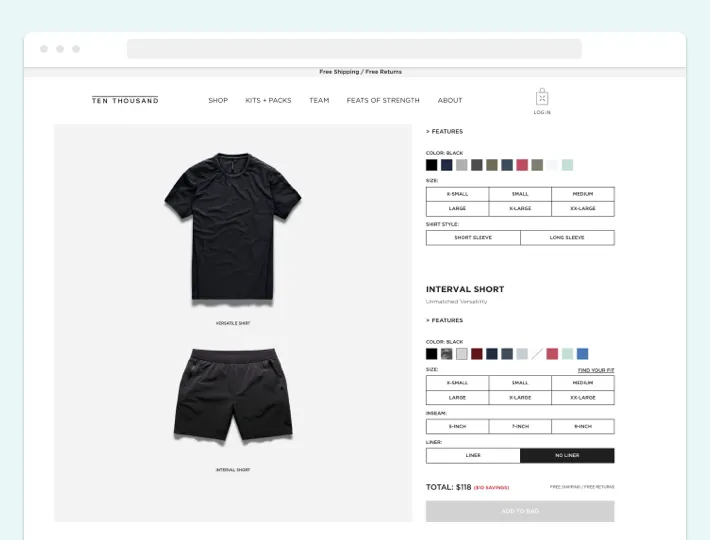 An example of a product bundle in the Ten Thousand Shopify store, Screenshot for Blog Article - Shopify Product Bundles