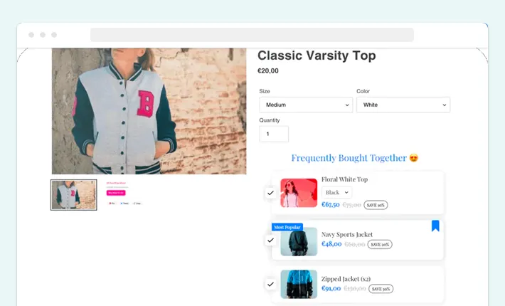 UFE Cross Sell and Upsell Bundle app enables placing upsell offers directly on the product page, Screenshot for Blog Article - Shopify Product Bundles