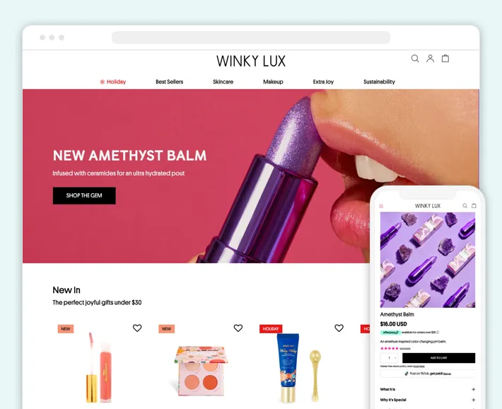 Winky Lux online store, Screenshot for Blog Article - Shopify vs WooCommerce
