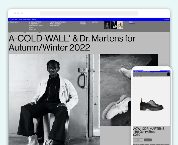 A-COLD-WALL online store, Screenshot for Blog Article - Top Accessories Stores on Shopify