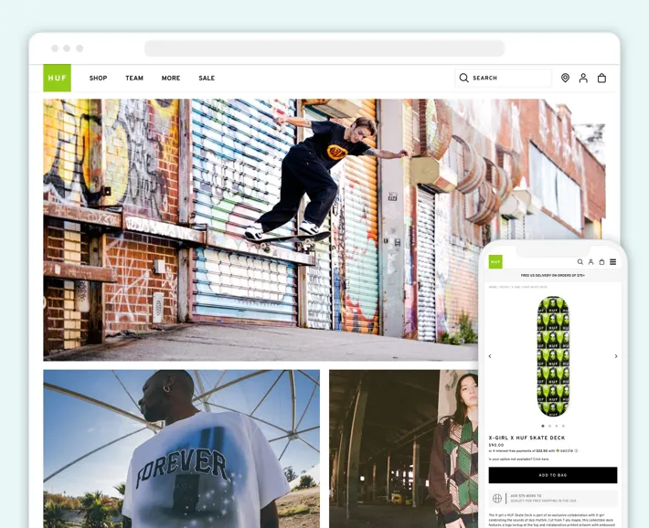 HUF online store, Screenshot for Blog Article - Top Accessories Stores on Shopify