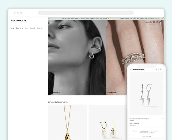 Meadowlark online store, Screenshot for Blog Article - Top Accessories Stores on Shopify