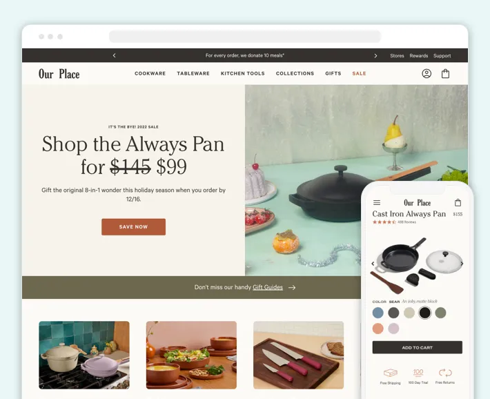 Our Place online store, Screenshot for Blog Article - Top Accessories Stores on Shopify