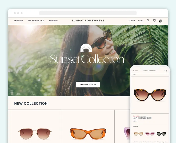 Sunday Somewhere online store, Screenshot for Blog Article - Top Accessories Stores on Shopify