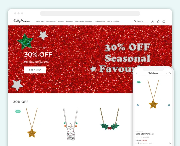 Tatty Devine online store, Screenshot for Blog Article - Top Accessories Stores on Shopify