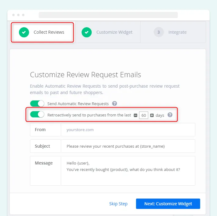 Customize review request emails, Screenshot for Blog Article - Yotpo App and Shopify