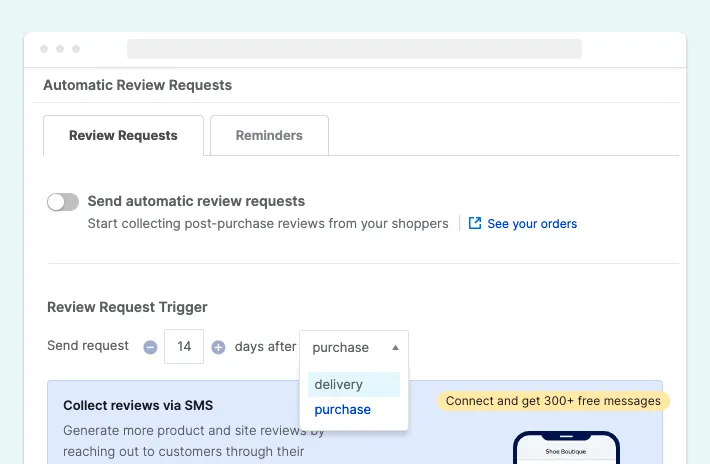 Yotpo automatic review request feature, Screenshot for Blog Article - Yotpo App and Shopify