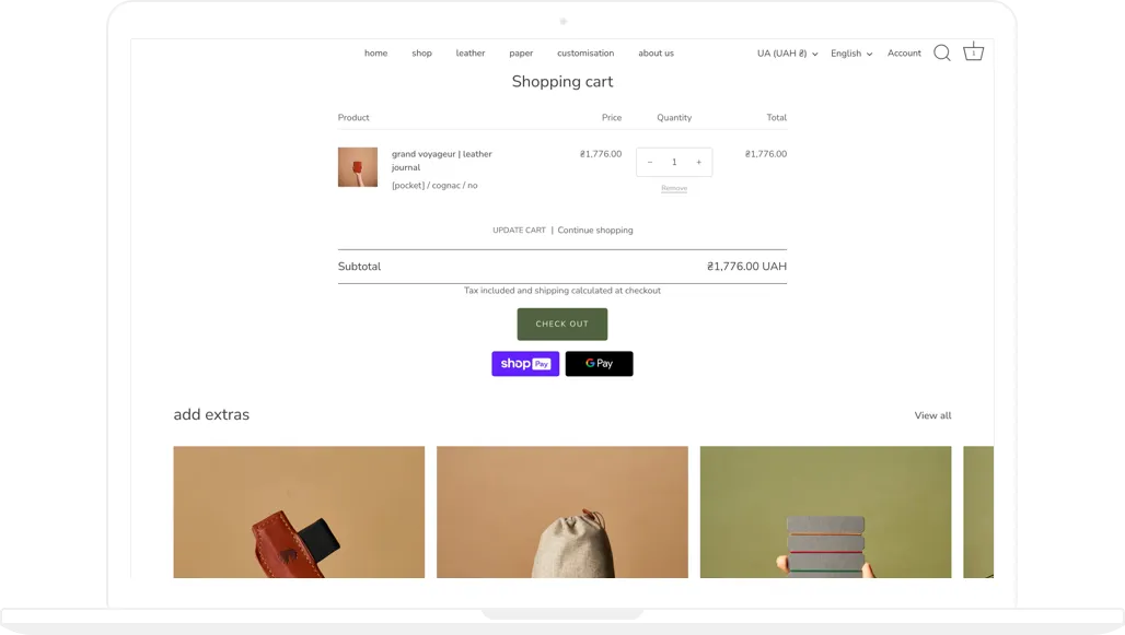 Paper Republic online store, Cart page, desktop screenshot - GenovaWebArt, Shopify Plus agency case study