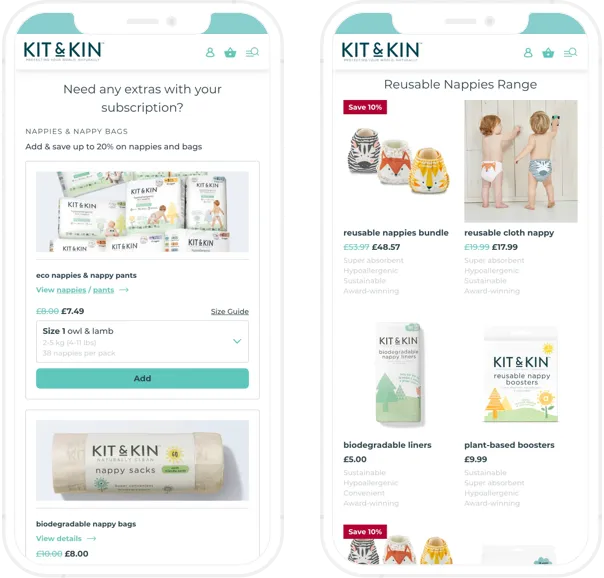 Kit and Kin online store, Shopify development we delivered, Collection page, mobile - GenovaWebArt case study