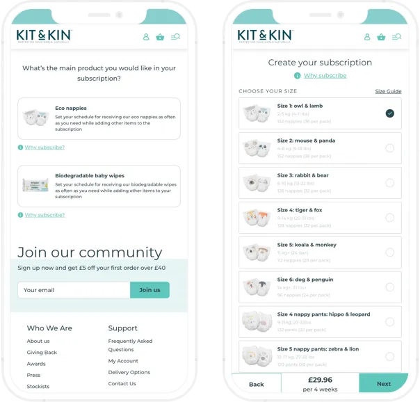 Kit and Kin online store, Shopify development we delivered, Custom bunde page, mobile - GenovaWebArt case study