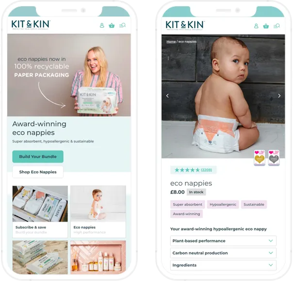 Kit and Kin online store, Shopify development we delivered, Home page, mobile - GenovaWebArt case study