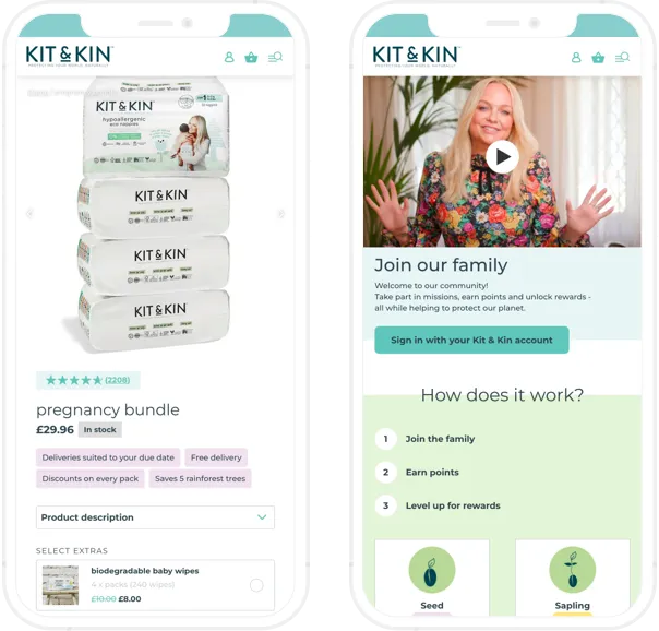 Kit and Kin online store, Shopify development we delivered, Pregnancy bundle page, mobile - GenovaWebArt case study