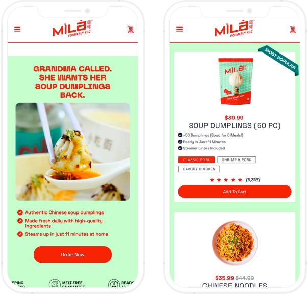 Mila online store, Shopify development we delivered, Home page, mobile - GenovaWebArt case study