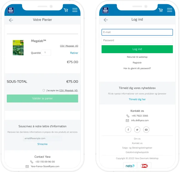 Yara International, Shopify Plus development, Cart & Login page, mobile screenshot - GenovaWebArt, Shopify Plus agency case study