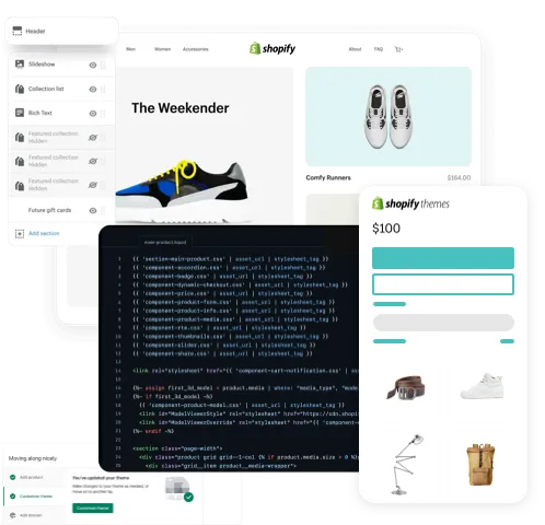Shopify theme development & customization, GenovaWebArt Shopify agency, service illustration