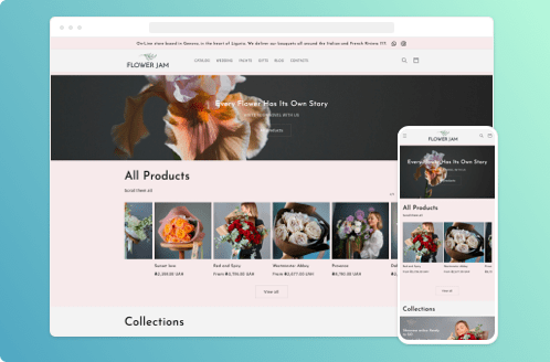 GenovaWebArt Shopify Portfolio item Flowerjam home page