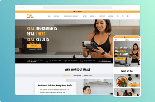 GenovaWebArt Shopify Portfolio item Workout Meals home page